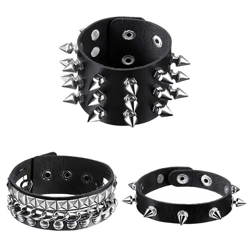 T5UF Stylish Punk Rock Armband Square Nieten Punk Armband Trendy Gothic Jewelry für Individualität und Komfort geeignet So ist Leben