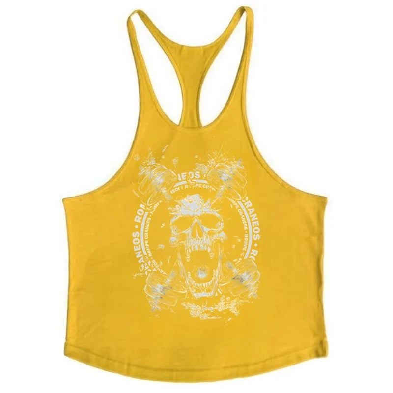 Macho Man Fitness-Tanktop, 100 % Baumwolle, Weste, Teufelsschädel, Retro-Gothic, schnell trocknende, ärmellose Unterhemden für Herren, Muskeltraining-Top - So ist Leben