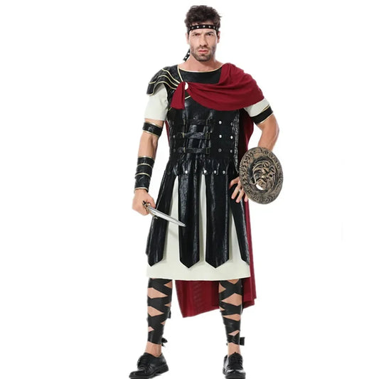 Mittelalterliches römisches königliches Ritter-Krieger-Cosplay-Halloween-Kostüm für Männer, Erwachsene, Karneval, europäische Gladiatoren, Soldat-Umhang-Outfit So ist Leben