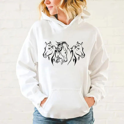 Y2K Hoodies Pferde-Hoodies Pullover Unisex Kapuzenpullover Harajuku Streetwear Langarm So ist Leben