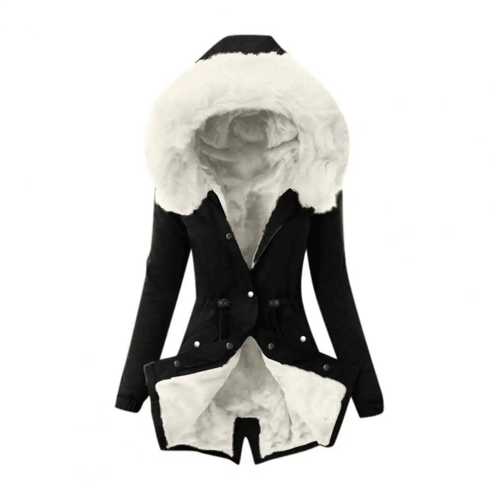 Damen-Jacke aus Baumwollmischung mit Reißverschluss, winddichter Winter-Daunenmantel mit pelzigen Kapuzentaschen, Reißverschluss für das Wetter So ist Leben