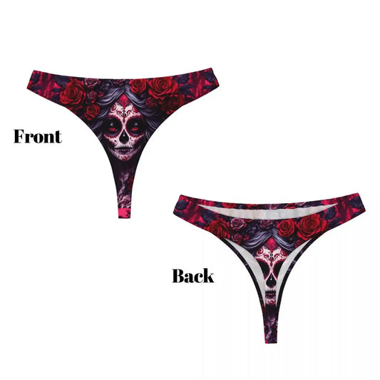 Maßgefertigte Mexikanische Catrina Girl Day Of The Dead Sugar Skull G-String Höschen Atmungsaktive Damen Stretch-Tangas Komfortable Unterwäsche So ist Leben