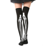 Halloween Aprilscherz Thema Party Rollenspiel Horror Totenkopf Aufdruck Lange Röhre Enge Strümpfe Kostüm Frauen Festival So ist Leben