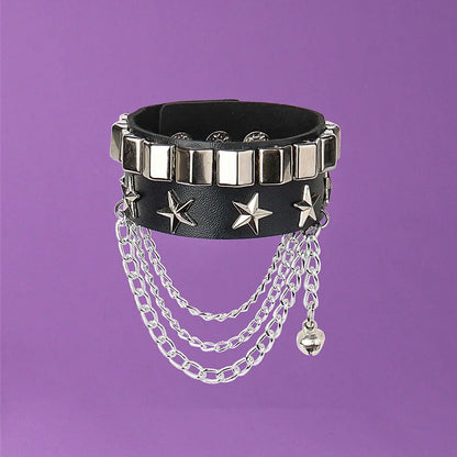 Punk Niet Stern PU Leder Armband Für Frauen Männer Hip Hop Gothic Dark Girl Rock Schmuck Anhänger Liebe Kette Hip Hop Zubehör So ist Leben