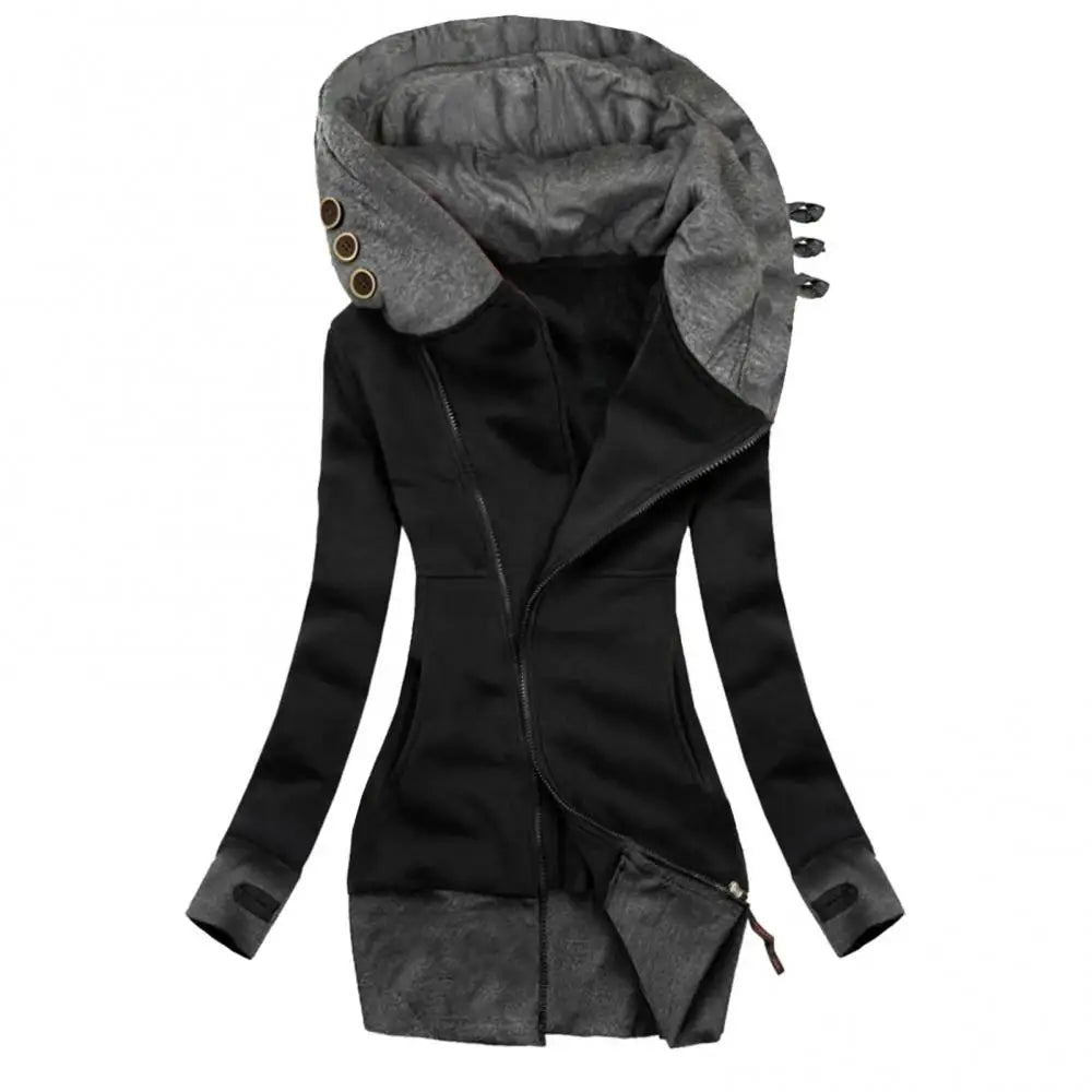 Frauen Herbst Winter Hoodie Mantel Langarm Tasche Zipper Mid-länge Jacke Große Größe Denim Jacke 2021 So ist Leben