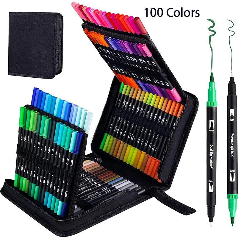 12/24/60/72/100/120 Farben Aquarell Kunst Marker Pinsel Stift Dual Tip Fin eliner Zeichnung für Kalligraphie Malerei Set Kunst zubehör So ist Leben