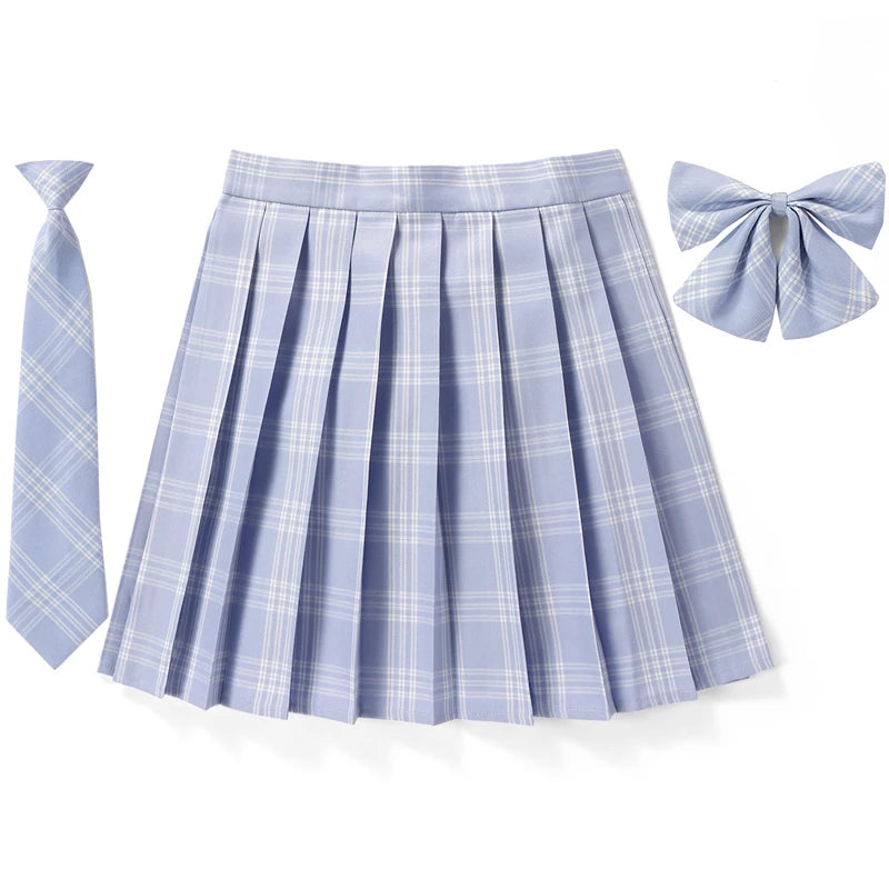 Frauen Hohe Taille Gefaltete Rock Plaid Krawatte Sommer Neue Harajuku Preppy Mini EINE Linie Japanische Schule Uniformen Mädchen Kawaii Rock So ist Leben