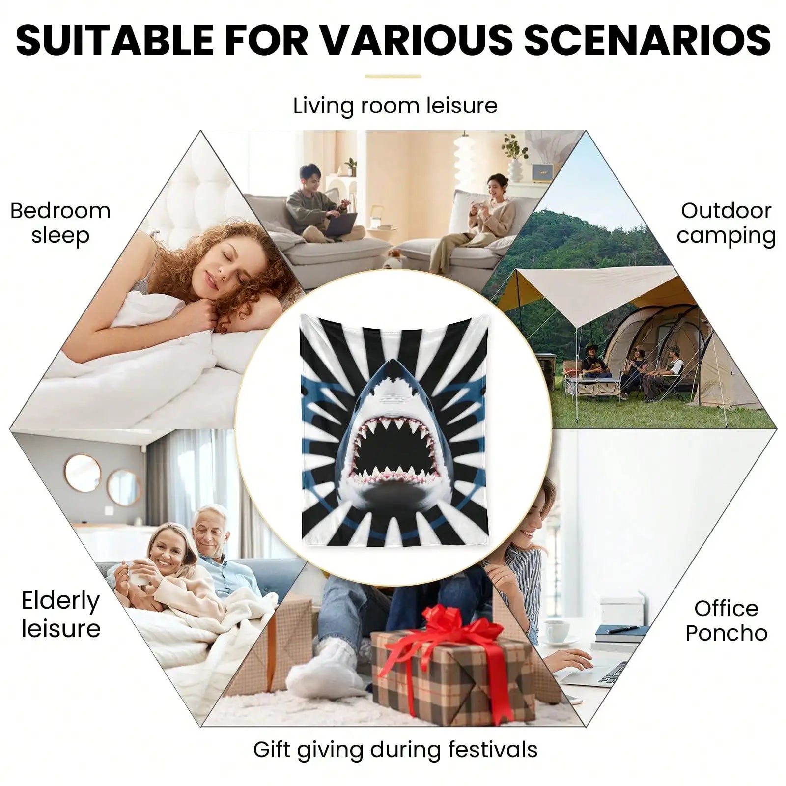 Flanell Decke Haifischmuster – Weich & Modern - So ist Leben