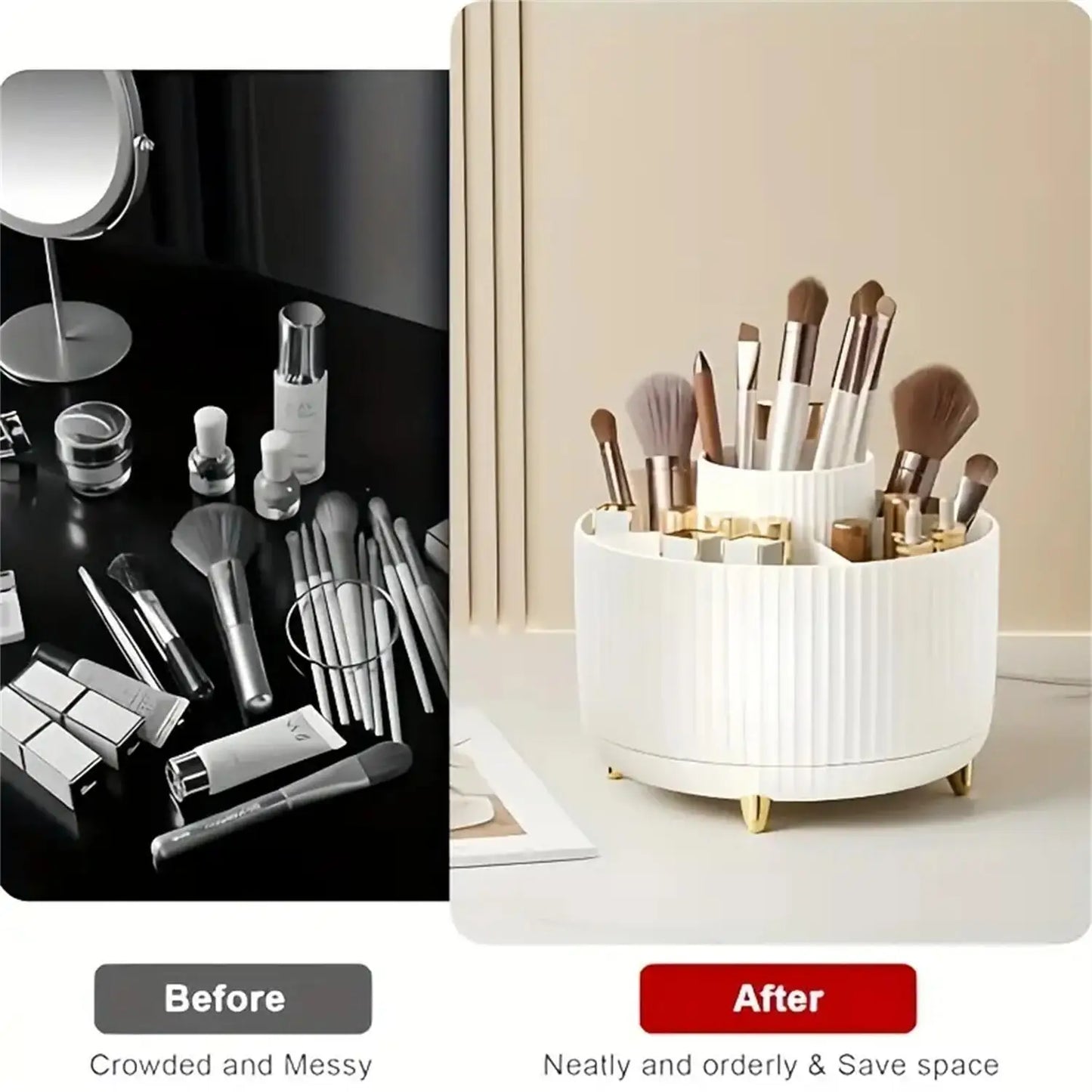 360 °   Rotierender Make-up-Organizer – 1 Stück Kunststoff-Kosmetikaufbewahrung mit 5 Fächern – multifunktionaler Halter für Pinsel So ist Leben