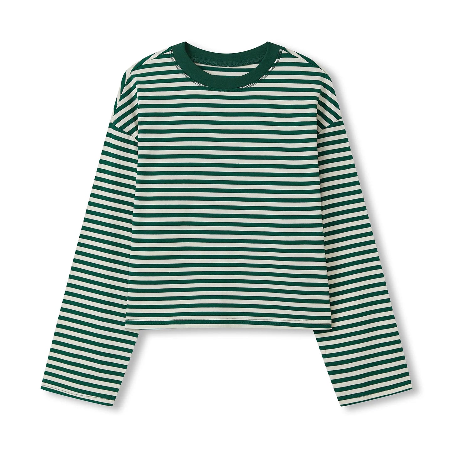 Frauen Langarm Shirts Rundhals Lose Sweatshirts Damen Herbst Casual Gestreiften Top Streetwear So ist Leben