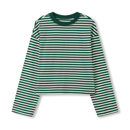Frauen Langarm Shirts Rundhals Lose Sweatshirts Damen Herbst Casual Gestreiften Top Streetwear So ist Leben