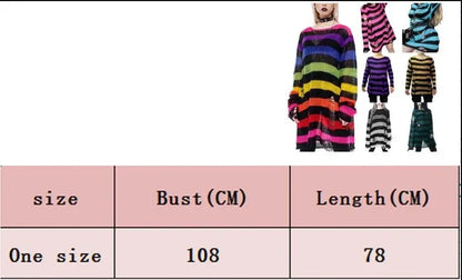 Goth Punk Gothic Pullover Übergroße Pullover Frauen Gestreiften Cool Aushöhlen Loch Gebrochen Jumper Harajuku Ästhetik Pullover So ist Leben