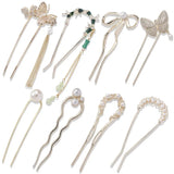 U-förmige Haarnadel aus Metall, Perlen-Schmetterlings-Haar-Accessoire, neuer chinesischer Stil, antikes Gefühl, hochwertige florale Step-Rock-Haarnadel So ist Leben