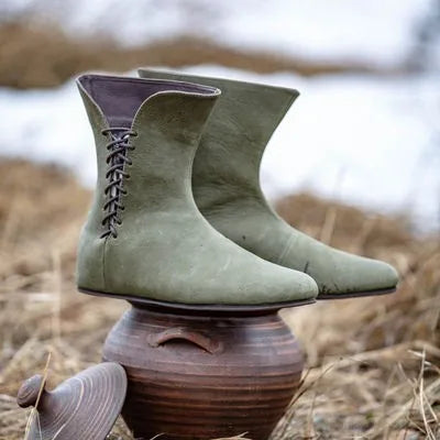 Herren Pu Lederschuhe Mittelalter Stiefeletten Larp Victorian Renaissance Bandage mittelalter lichen Ritter Cosplay Kostüm Karneval Party So ist Leben