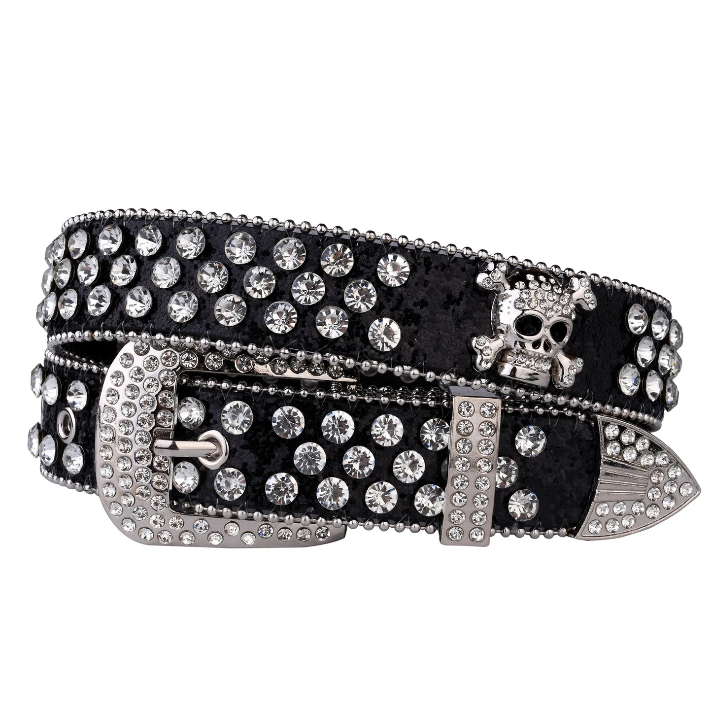 Strass-Schädelgürtel, Western-Cowgirl-Gürtel für Damen und Mädchen, mit Nieten besetzter Landgürtel aus PU-Leder So ist Leben