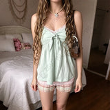 Y2K Japanisches Sommer-Damen-Camisole-Top, sexy, süß, schlank, modisch, lässig, Spitze, einfarbig, Crop-T-Shirt, Kawaii, süß, mädchenhaft, Streetwear So ist Leben
