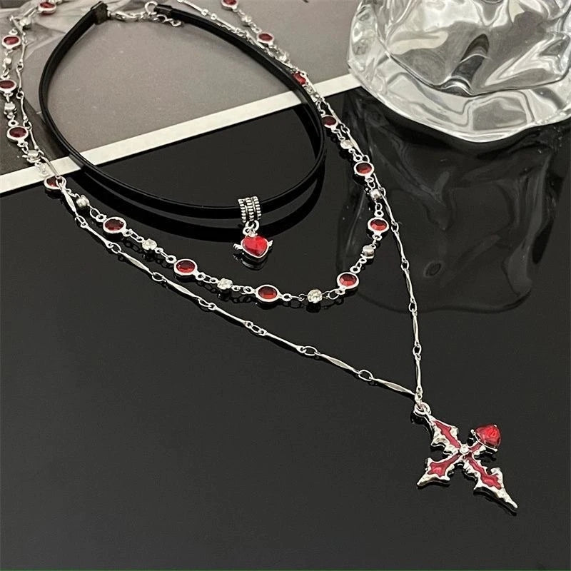 Gothic Y2K Metall Kreuz Anhänger Multi Layer Perlen Halskette Für Frauen Männer Vintage Punk Grunge EMO Charme Schmuck Zubehör Geschenk So ist Leben