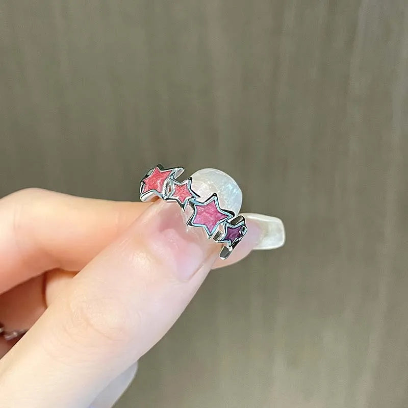 Vintage Unregelmäßige Kreuz Stern Offenen Ring für Frauen Männer Punk Gothic Silber Farbe Einstellbar Paar Ringe Y2K Egirl Schmuck Geschenk So ist Leben