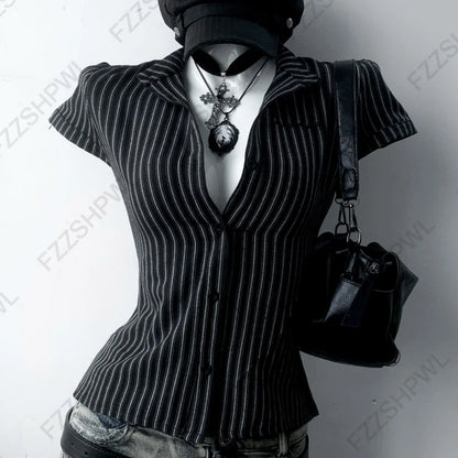 Gothic Y2K Damen Langarm T-Shirt Sexy Slim Fit Chic Slash Neck Zipper Design Crop Top Rock Punk Hip Hop Damen Streetwear So ist Leben