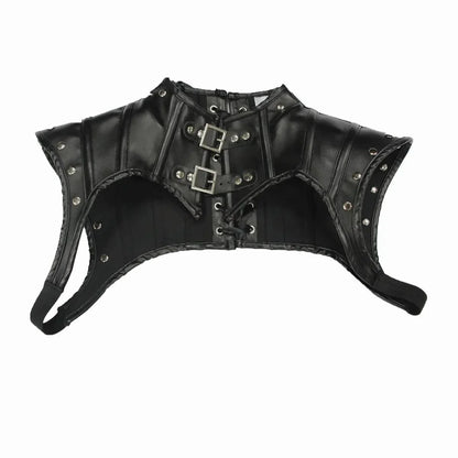 Gothic Punk Cosplay Schal High Neck Kordelzug Zurück Retro Schal Mittelalterlichen PU Leder Halloween Korsett Crop Top Kostüme So ist Leben