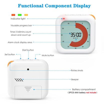 ORIA Visueller Timer, digitaler Countdown-Timer, 60 Minuten, leises Klassenzimmer-Timer-Management-Tool für Zuhause, Schule, Büro, Küche So ist Leben