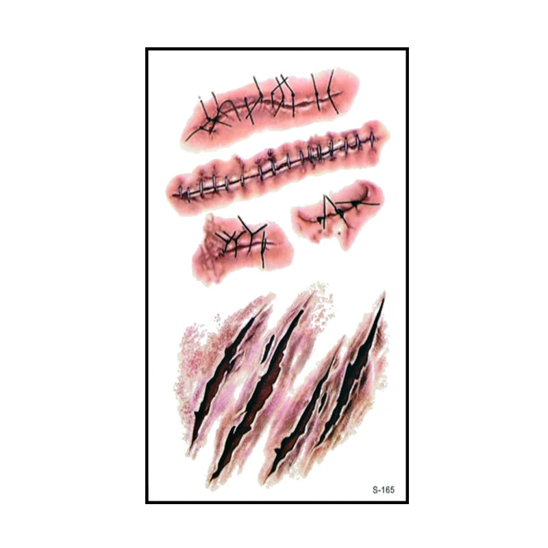 6 stücke Halloween Blutige Wunde Tattoo Aufkleber Trick Scary Wasserdicht Temporäre Tattoo DIY Gefälschte Tattoo Halloween Party Dekoration So ist Leben