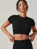 Frauen Yoga Top Nahtlose Sport T Shirts Fitness Kleidung Kurzarm Yoga Shirt Gym Top Laufen Active Wear Sport Top So ist Leben