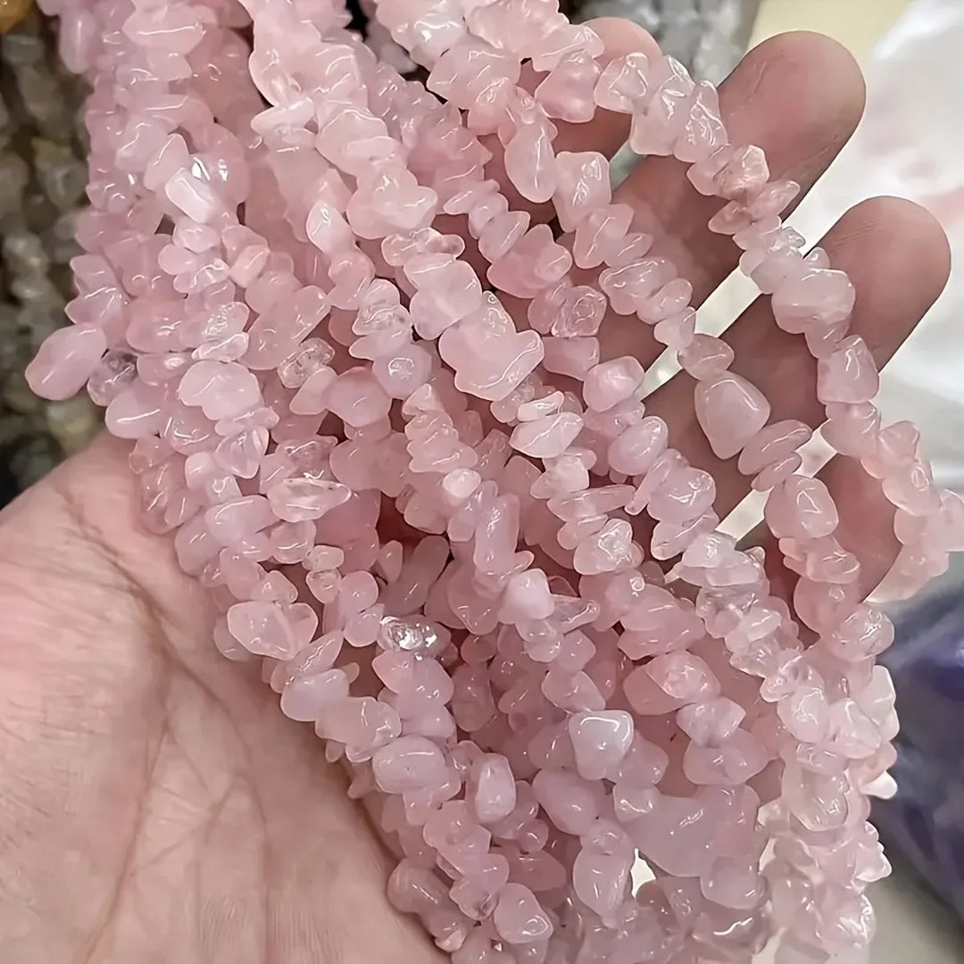 1 Strang (16 Zoll) Natürliche Rosenquarzperlen, natürliche unregelmäßige zerkleinerte Steinschnüre, facettierte dekorative Rosenquarzperlen So ist Leben