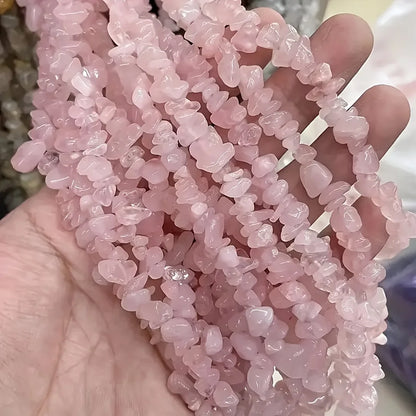 1 Strang (16 Zoll) Natürliche Rosenquarzperlen, natürliche unregelmäßige zerkleinerte Steinschnüre, facettierte dekorative Rosenquarzperlen So ist Leben