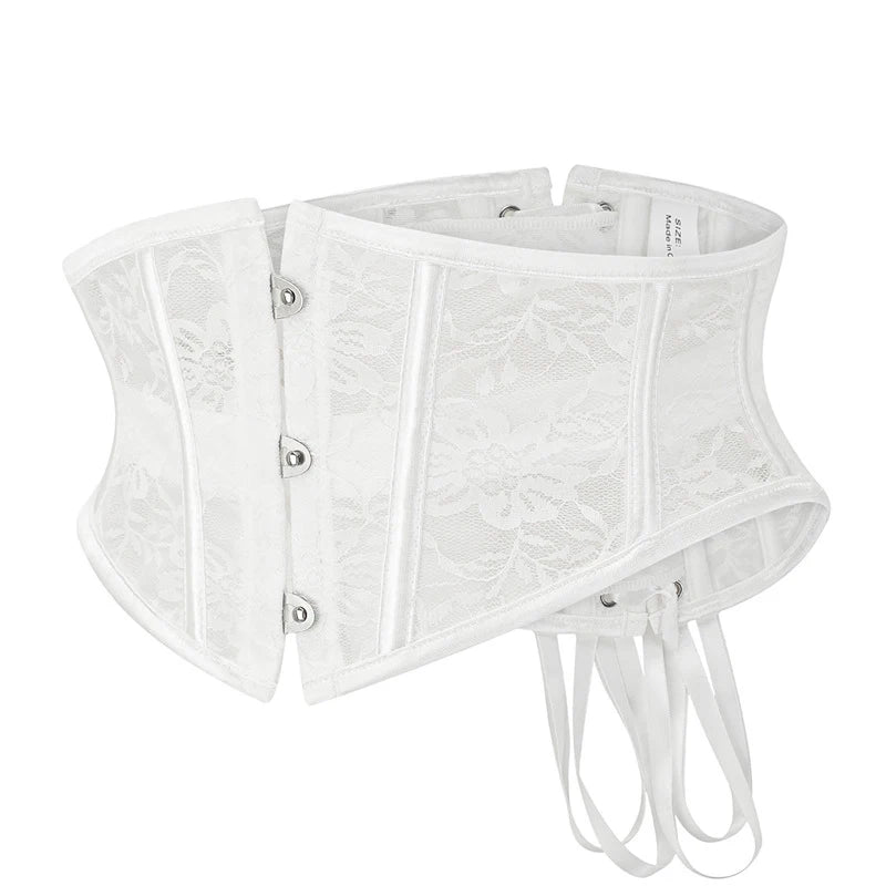 BurVogue Damen-Unterbrustkorsett aus Satin mit 14-Spiral-Stahlstäben, Taillentraining, Spitzenkorsett, Unterbrustkorsett, sexy Schnür-Bustiers und Korsett So ist Leben