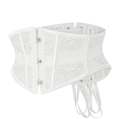 BurVogue Damen-Unterbrustkorsett aus Satin mit 14-Spiral-Stahlstäben, Taillentraining, Spitzenkorsett, Unterbrustkorsett, sexy Schnür-Bustiers und Korsett So ist Leben