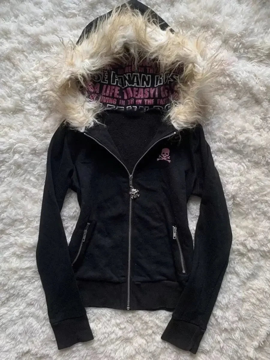 High Street Retro Damen mit Kapuze Winter neuer Artikel Harajuku multifunktionale langärmelige Wolle warmer Reißverschluss Gothic Y2K langärmelig So ist Leben