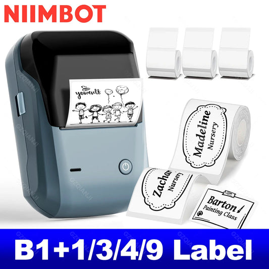 NIIMBOT B1 Tragbarer Thermodrucker mit Bändern, 5,1 cm, selbstklebende Etikettenmaschine, Mini-Bluetooth-Aufkleberhersteller, wasserdichte Etikettenrolle So ist Leben