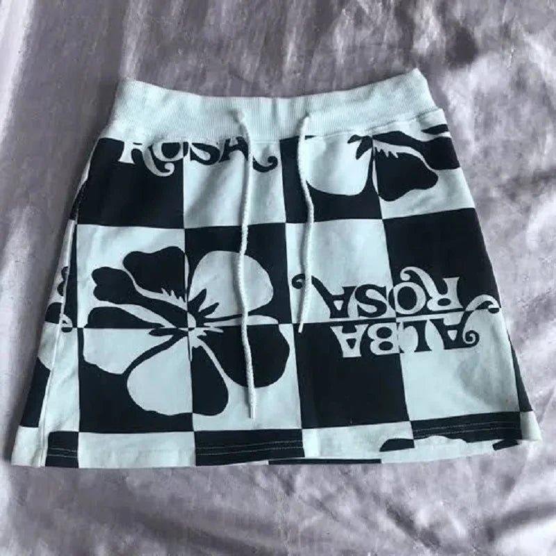 Kawaii Damen Miniröcke Einfarbig Y2k Punk Sexy Slim Streetwear Bogen Faltenrock Emo Mädchen Gothic Damen Kleidung Vintage So ist Leben