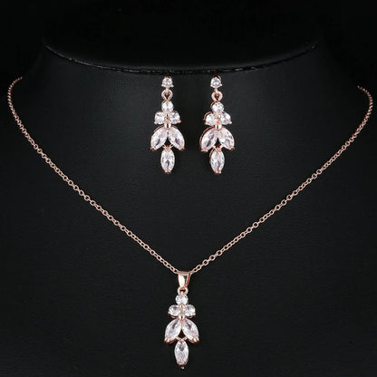 Zwei Größe Neue Design Luxus AAA Zirkon Olivenzweig Ohrringe und Anhänger Schmuck Sets Für Mode Frauen Hochzeit Schmuck Set AS128 So ist Leben
