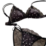 KUCLUT BH-Set, süßer Triangel-BH aus Satin mit französischer Spitze, für kleine Brüste, geraffte Unterwäsche ohne Stahlring, dünner BH So ist Leben