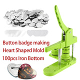 Button Maker Maschine Herzform Form 100 Set Knopfteile für Pin Badge Press Maker Slide Rail Maschine DIY Herstellung 57 * 53 mm So ist Leben
