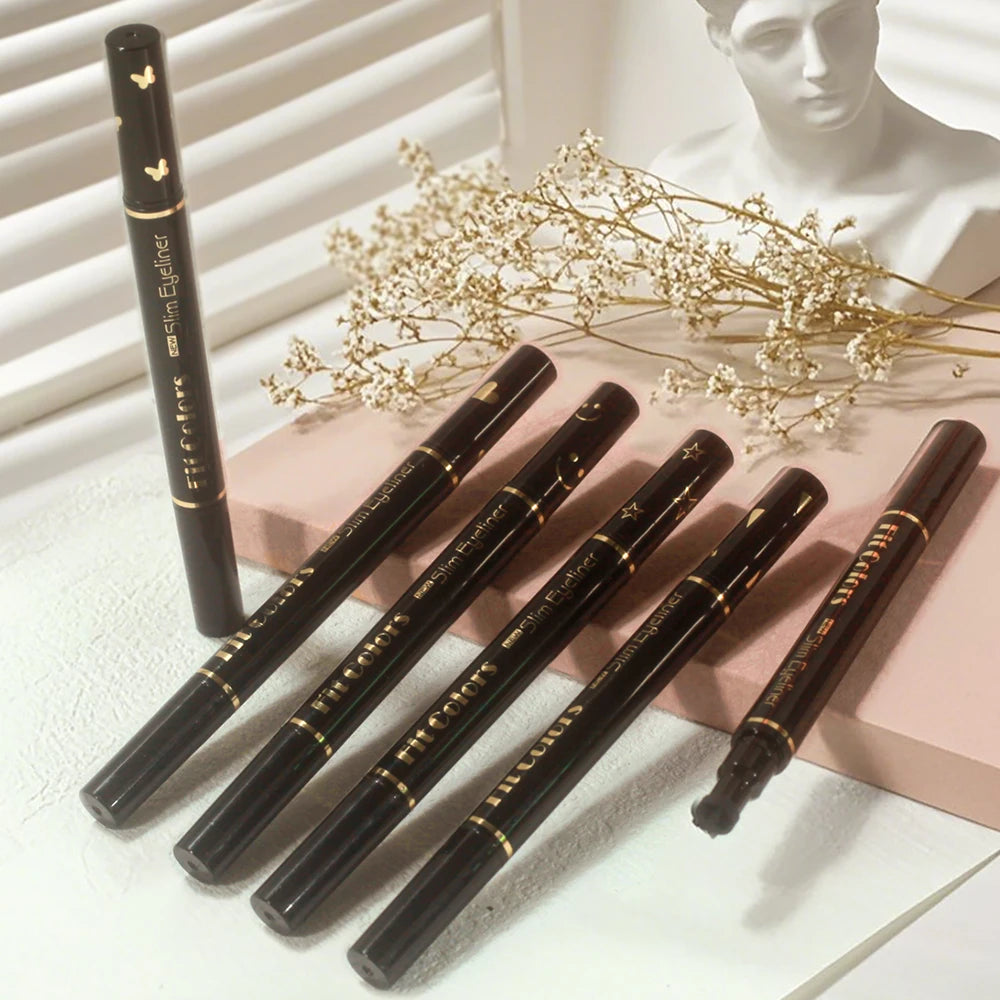 Fit Colors Double-Ended Star Stamp Eyeliner-Set, wasserdicht und schweißfest, Love Plum verzierte Augenecken und Enden So ist Leben