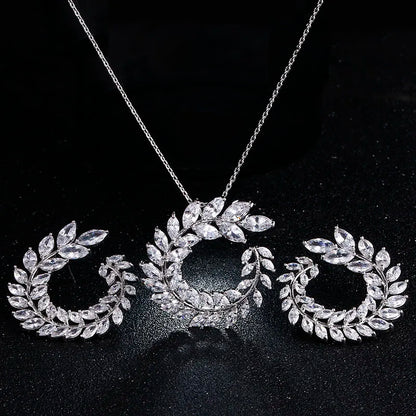 Zwei Größe Neue Design Luxus AAA Zirkon Olivenzweig Ohrringe und Anhänger Schmuck Sets Für Mode Frauen Hochzeit Schmuck Set AS128 So ist Leben