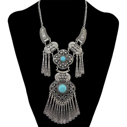 Türkei Bohemian Schwarz Blau Stein Ethnische Münze Quaste Halskette Türkische Gypsy Boho Strand Halsband Lätzchen Indien Halskette für Frauen Party So ist Leben