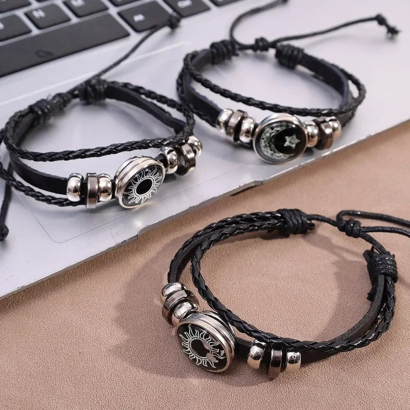 1/2 Stück Sonnen- und Mond-Armband, leuchtend, verstellbar, schwarz, geflochten, romantische Armbänder für Freunde, Freundin, Freundschaft, Geburtstagsgeschenke So ist Leben