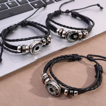1/2 Stück Sonnen- und Mond-Armband, leuchtend, verstellbar, schwarz, geflochten, romantische Armbänder für Freunde, Freundin, Freundschaft, Geburtstagsgeschenke So ist Leben