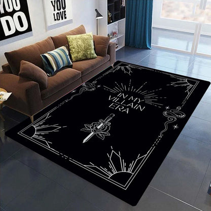 Gothic Schwarz Weiß Teppich Matte Teppich Vintage Muster Rutschfeste Bodenmatte für Wohnzimmer Schlafzimmer Dekoration Kann als Geschenk gegeben werden - So ist Leben