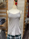 Geripptes Spitzenbesatz Slim Tank Top Damen Sommer Einfarbig Niedliches V-Ausschnitt Baumwoll-Camisole Weibliches Lässiges Einfaches Allround-Basic-Top Y2k Oberteile So ist Leben