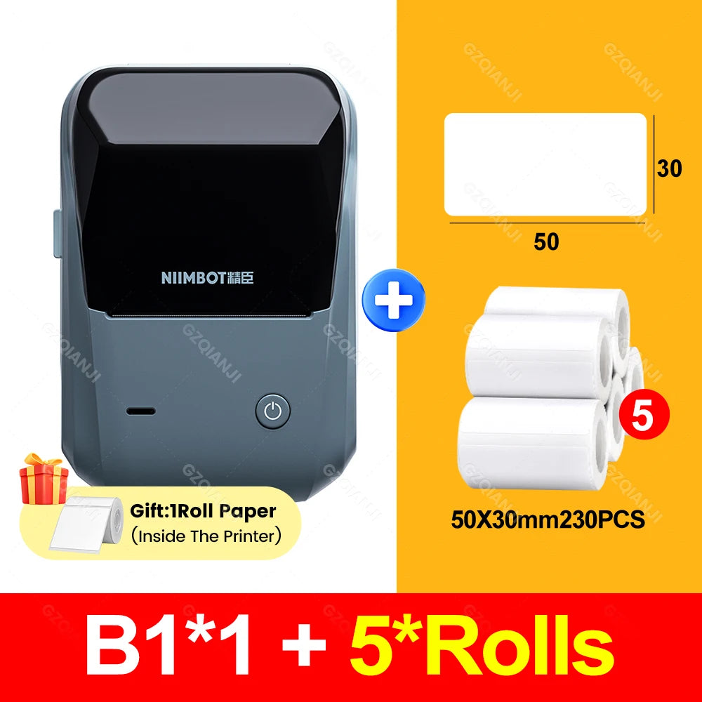 Original Niimbot B1 Etiketten drucker Farbe runde Aufkleber Handheld tragbare Bluetooth selbst klebende Etikettierung Business-Maschine klein So ist Leben