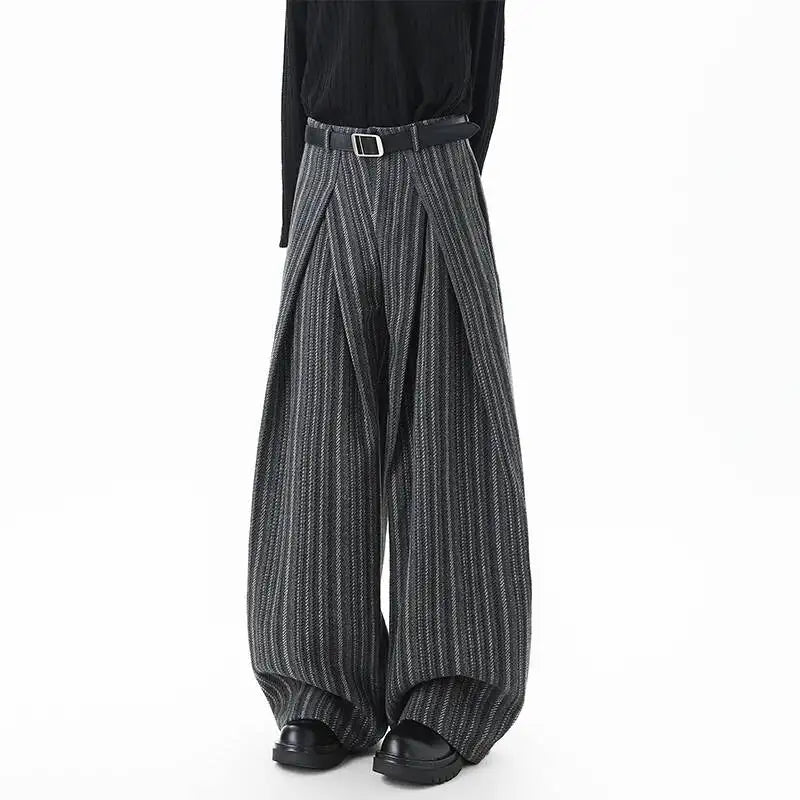 IEFB Nische Design männer Casual Hosen Gestreiften Kontrast Farbe Woolen Plissee Lose Gerade Breite Bein Casual Männliche Hosen 9X1633 So ist Leben