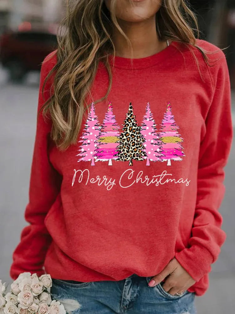 Pferd Weihnachtsbaum 3D Druck Raglanärmel Sweatshirts Damen Übergroße Pullover Hoodies Weibliche Streetwear Frau Kleidung So ist Leben