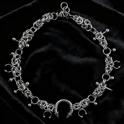 Punk Mode Edelstahl Niet Hufeisen Ring DIY Anhänger Halskette für Frauen Coole Mode Goth Schmuck Grunge Halsband So ist Leben