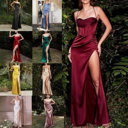 Frauen Sexy High Split Off Schulter Ärmellose Ballkleider Mode Party Roben Damen Abendkleid Rückenfreie Abschlusskleider So ist Leben