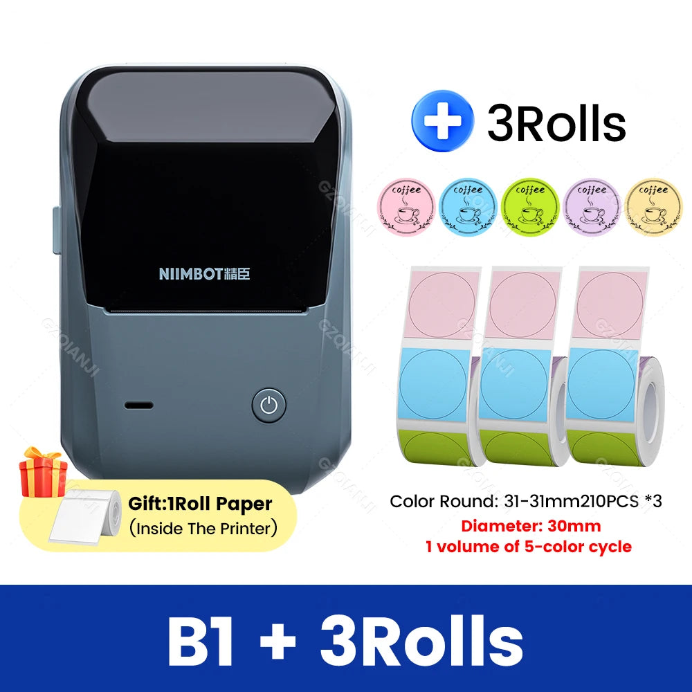 Original Niimbot B1 Etiketten drucker Farbe runde Aufkleber Handheld tragbare Bluetooth selbst klebende Etikettierung Business-Maschine klein So ist Leben